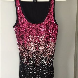 Rue21 pink and black sequin tank top